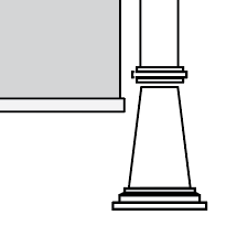 An illustration showing a vertical shade obstructed by a slanted column