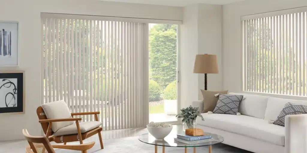 vertical blinds on large windows for easy open and close light control