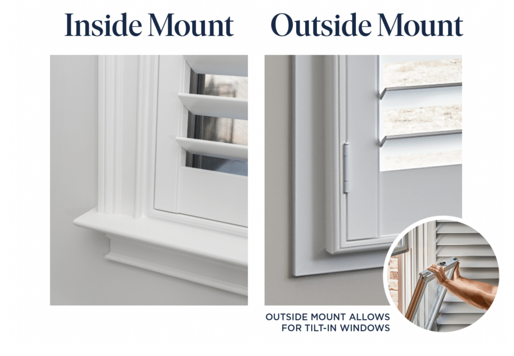 Inside Mount vs Outside Mount Plantation Shutters Diagram