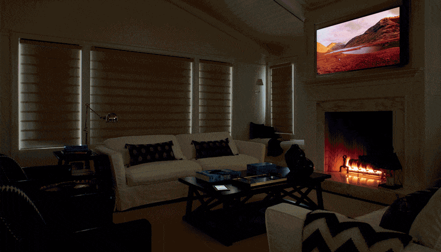 motorized roman shades synced with smart home system