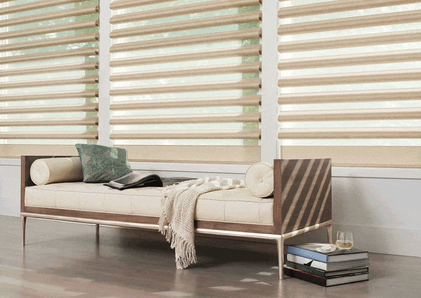 automated shades synced with smart home system